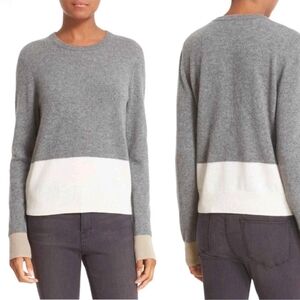 Equipment Femme 100% Cashmere Shirley Pullover Sweater L Gray Color Block